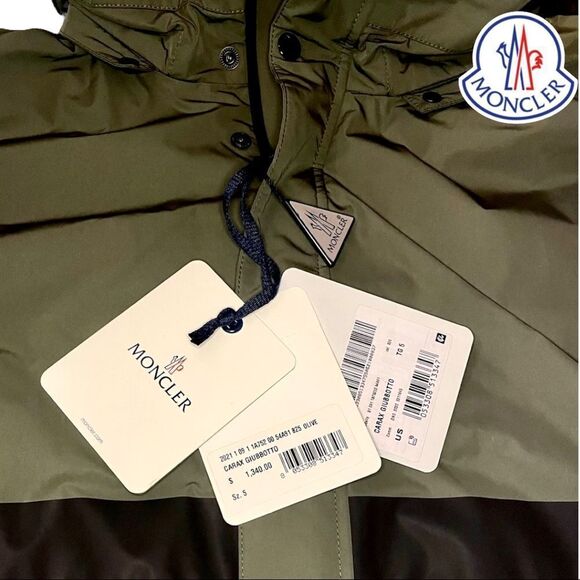 MONCLER **NWT** Carax Technical Hooded Windbreaker Jacket In Olive Green - Picture 14 of 15